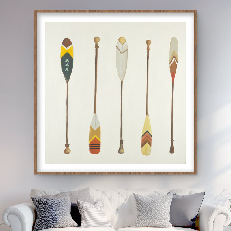 Canoe Paddles - Reproduction matte encadrée pour la décoration intérieure, H 48 po x l 48 po, Brun