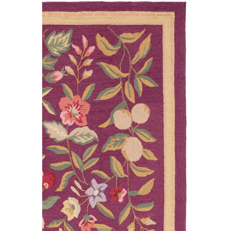 Bick Hand Hooked Wool Pile Floral Rug, Runner 2'6" x 10'