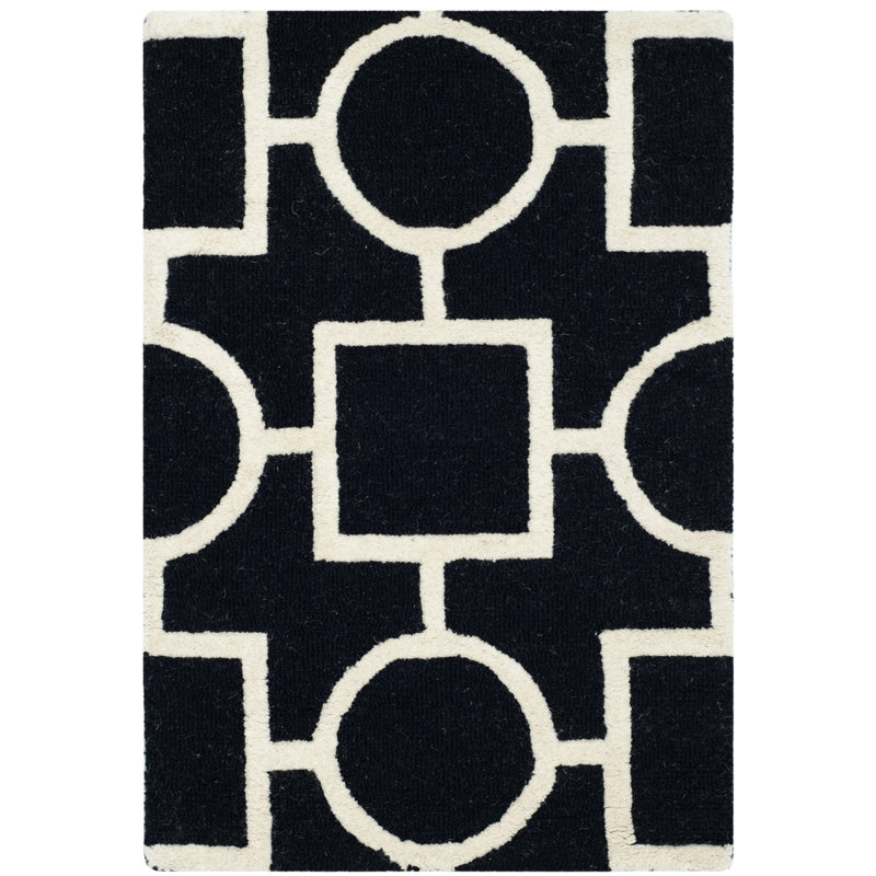 Cambridge Black and Ivory Hand-Tufted Wool Geometric Rug