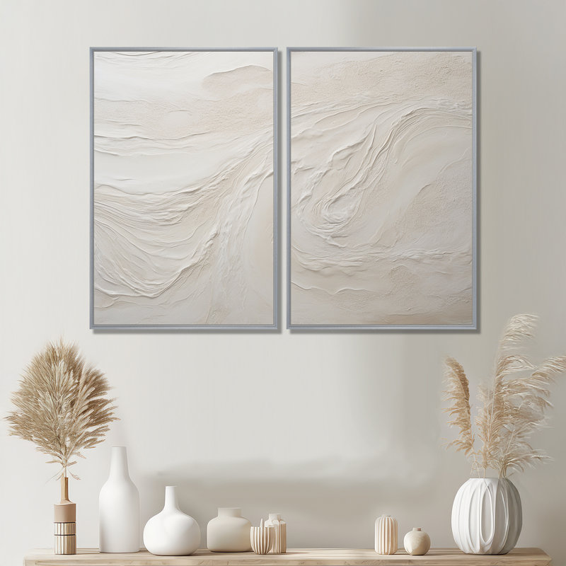 Décoration murale 2 pièces Clate - Beige, Floater Framed Print without Mat, Silver, 36" H x 48" W