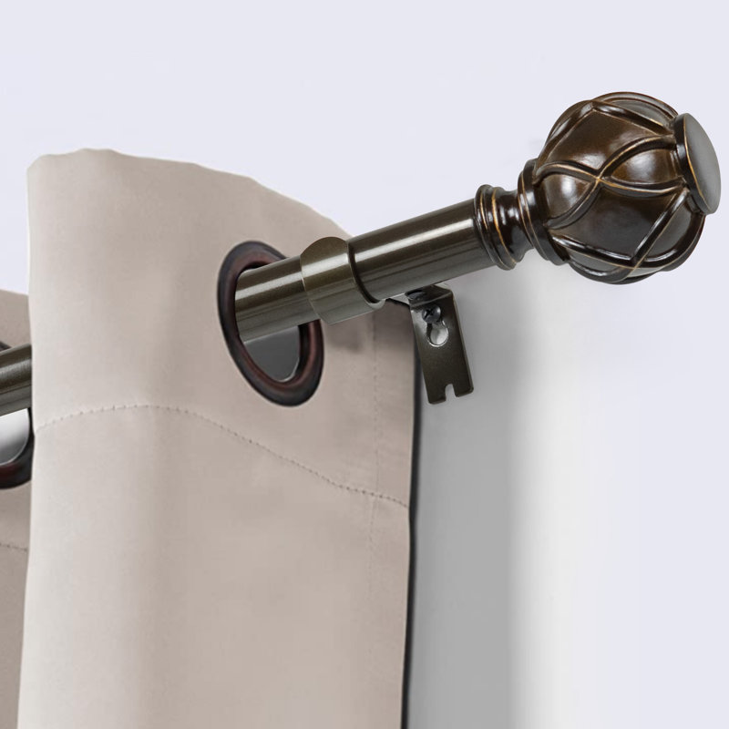 Cousar Adjustable Single Curtain Rod, Antique Bronze, 72" – 144"