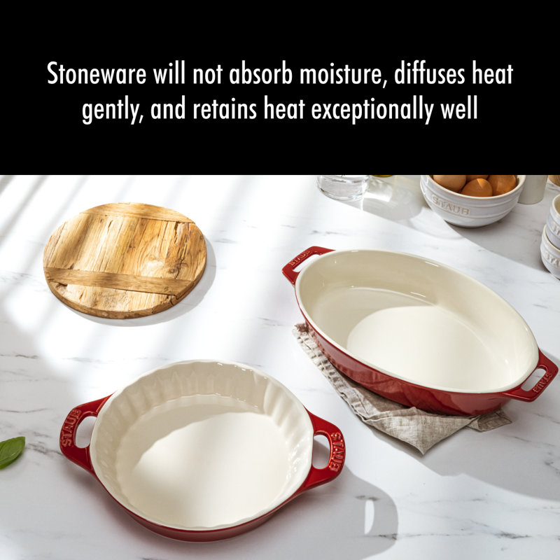 Staub Ceramics 3-piece Mixed Baking Dish Set, Cherry