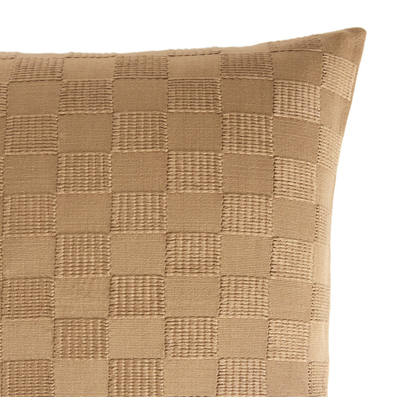 Handwoven Khaki Cotton Checkered Reversible Throw Pillow