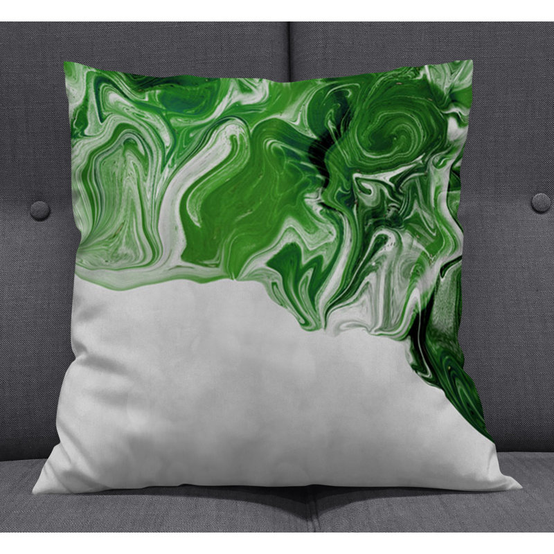 Throw Pillow With Insert, White/Green Abstract 6, 20"H x 20"W