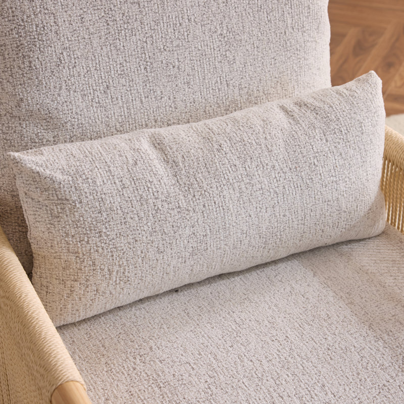 Masson Chenille Accent Chair Armchair With Pillow, Light Gray Chenille