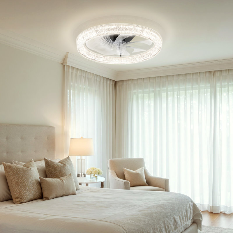 20" Ceiling Fan With Light for Bedroom, Matte Black