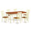 Ensemble de table et chaises de cuisine 7 pièces comprenant une table de salle à manger rectangulaire avec rallonge papillon et 6 chaises, 42 po x 78 po, noir et cerise-27074981-27075003