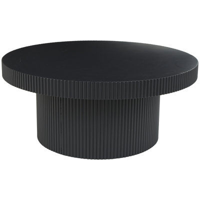 Black Wooden Dimensional Ribbed Living Room Coffee Table, 36" x 36" x 16"