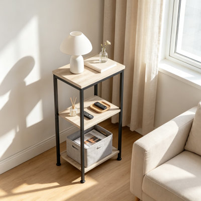 Table de bout haute à 3 niveaux avec tablette réglable, petite table d'appoint pour le salon, la chambre à coucher et le vestibule, table d'appoint à structure en métal