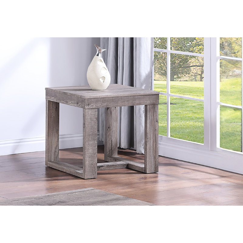 Table de bout carrée rustique à plateau brun-brun-brun pour les salons contemporains avec finition, pièce