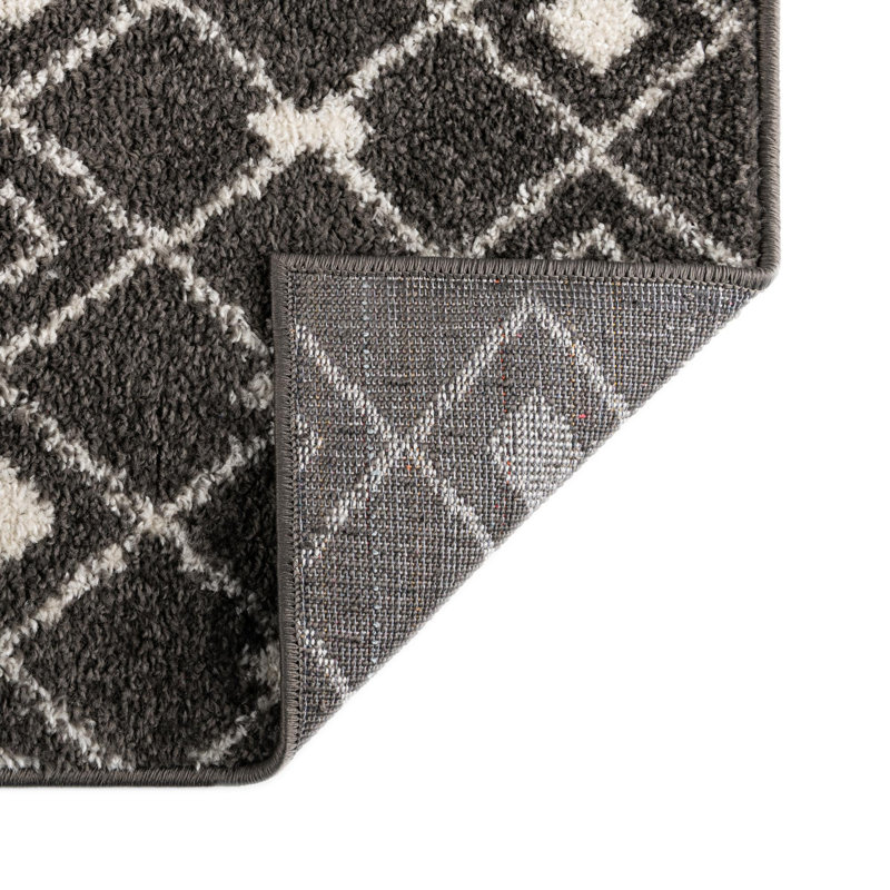 Tapis gris foncé en polypropylène tissé à la machine Briehn, Tapis de couloir de 2 pi x 7 pi