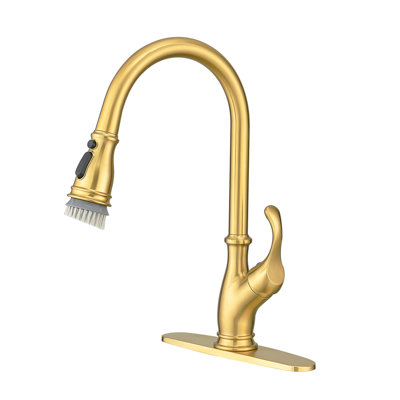 Robinet de cuisine à poignée simple avec douchette extractible - Finition moderne pour évier contemporain à 1 trou