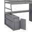 Lit mezzanine simple avec tiroirs, tablettes et bureau-319068549