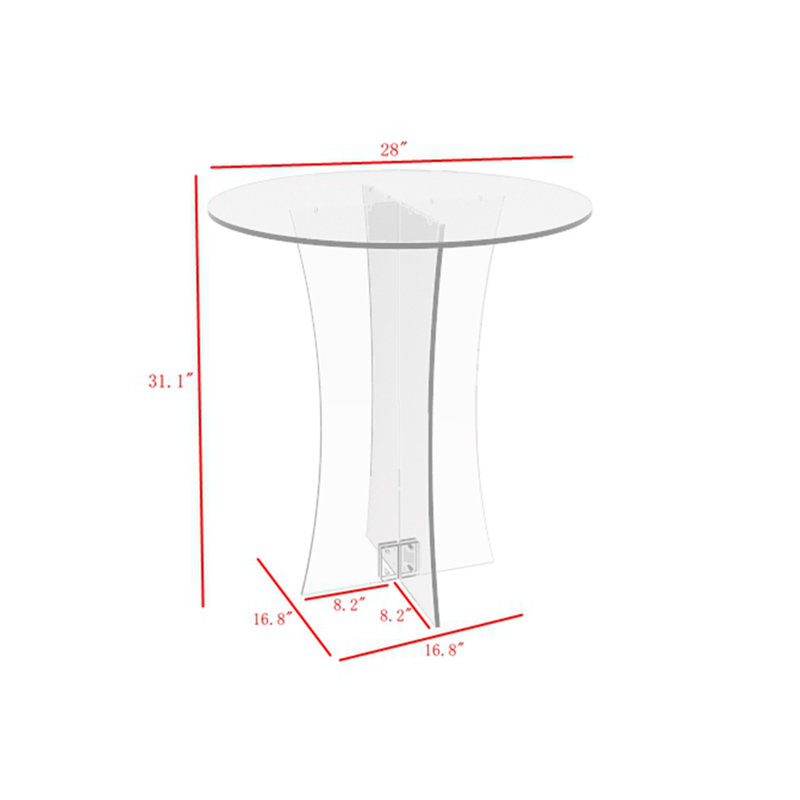 Clear Plexiglass Lucite Acrylic Round Dining/ Tradeshow Table, 28" Diameter x 31" Height