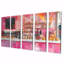 Ensemble de décoration murale rose pâtisserie paradisiaque accentuée de jaune-413573362