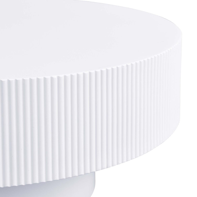 Table basse ronde moderne avec base robuste, Blanc