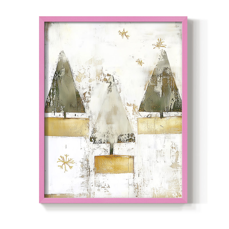 «Christmas Holiday», art encadré DCC-XXVII, bois massif, Rose, H 11 po x l 9 po