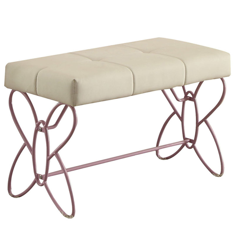 Banc en cuir synthétique clair, Rose, Beige
