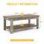 Table basse 47 po Rivets avec tablette de rangement ouverte et texture bois vieilli