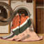 Tapis rayé moderne lavable à la machine Elkton Watermelon - reliure rose-1112661205