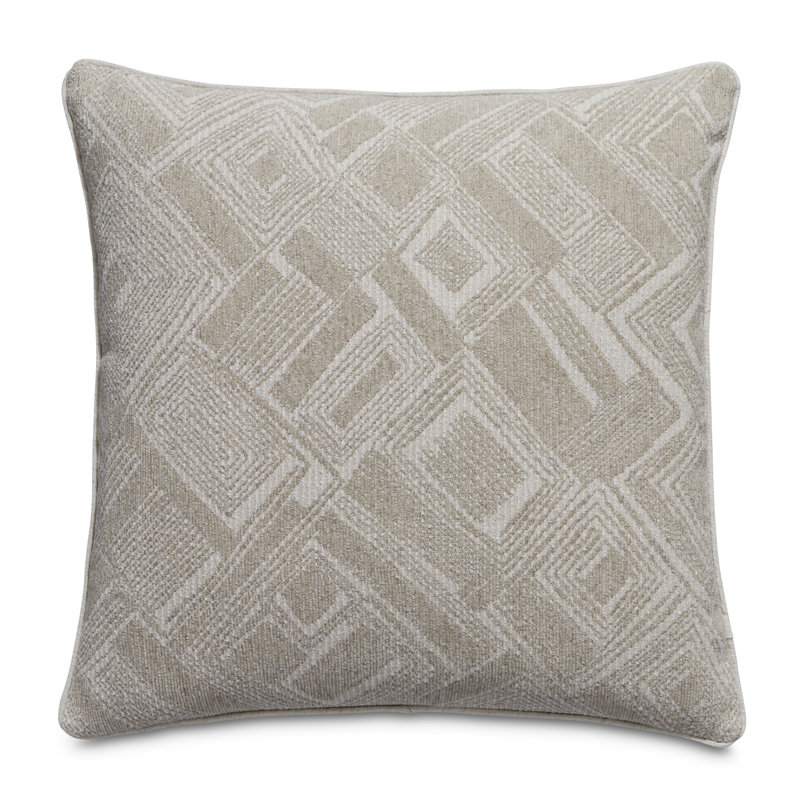 Moro Square Pillow Cover & Insert, Natural/Ivory Geometric