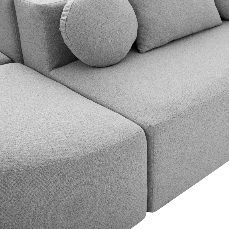 Boucle Fabric Modular Sectional Sofa, Gray