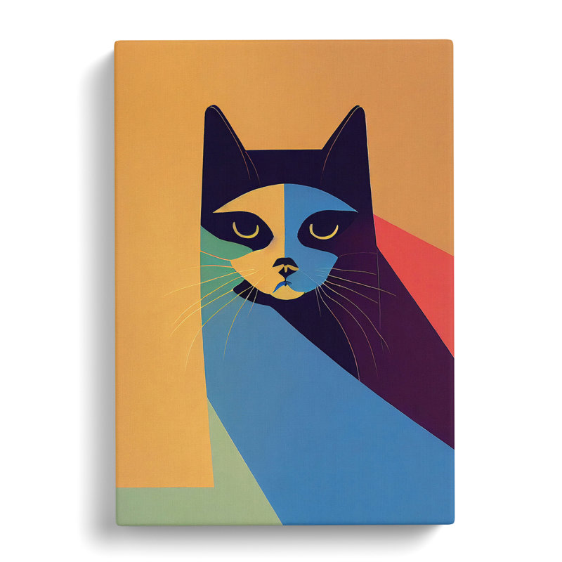 Colourful Cat No.1 Abstract - Wall Art, Wrapped Canvas, 50cm H x 35cm W x 3cm D, No Matte