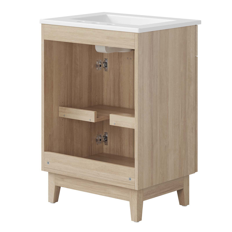 Miles 24" White Oak Bathroom Vanity with Ceramic Top