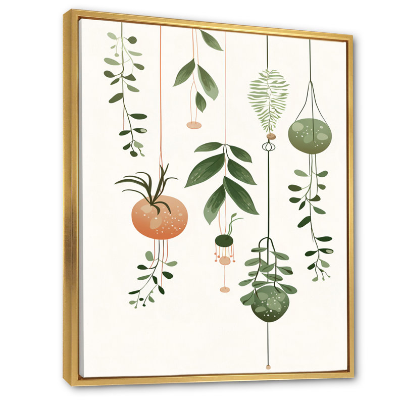 «Botanical Bliss Joyful Hanging Boho Houseplants», reproduction sur toile, Cadre flottant doré, H 20 po x l 12 po x P 1 po