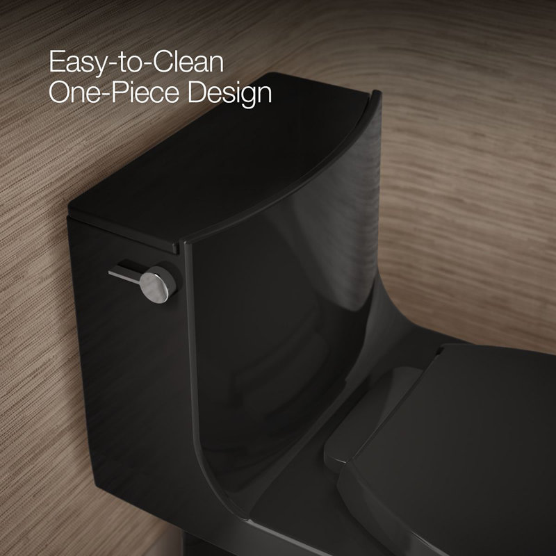 Veil™ One-Piece Elongated Dual-Flush Toilet with Skirted Trapway, Black