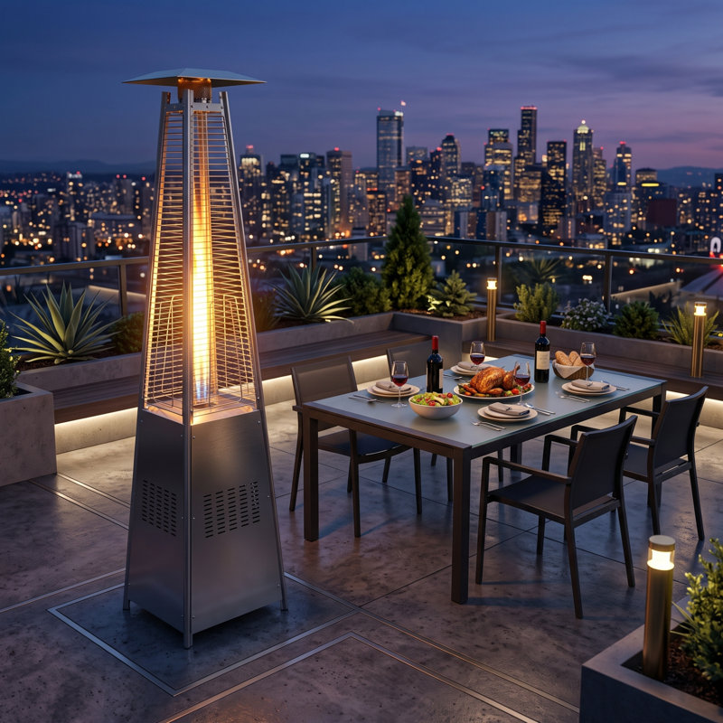 Chauffe-terrasse 48 000 BTU pour l'extérieur, Argent