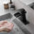 Waterfall Spout Brass Modern Black Bathroom Faucet For Single Or Triple Hole Installation
