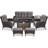 Aluel 7-Pieces Outdoor Wicker Patio Conversation Furniture Set with Rectangular Fire Pit Table-106896218