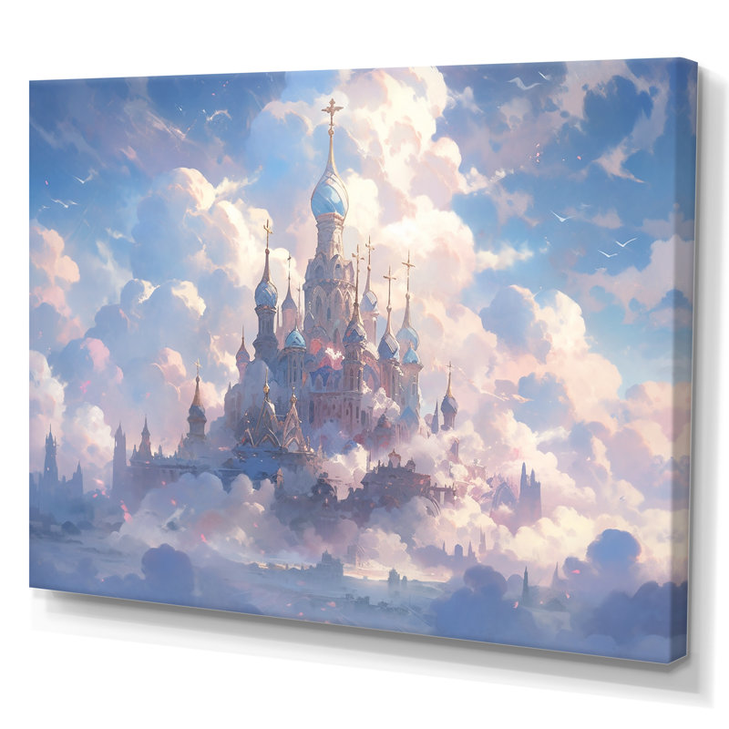 Château dans les nuages I sur toile, Toile tendue, H 34 po x l 44 po x P 1,5 po