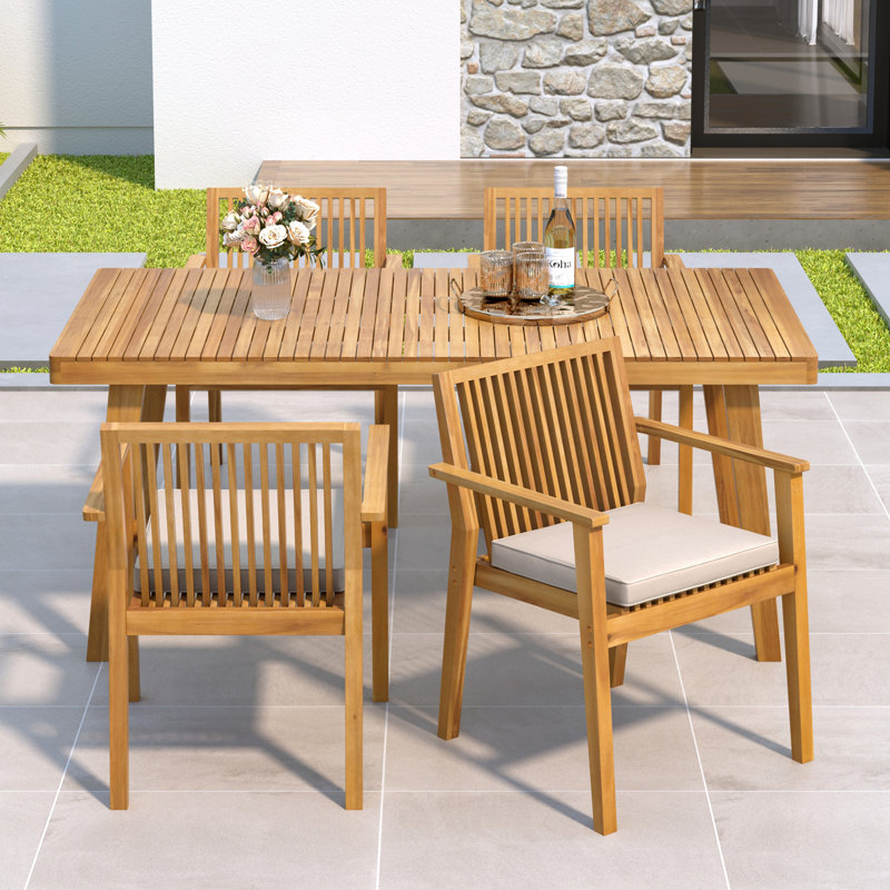 Ensemble de mobilier de patio durable, Naturel, 4
