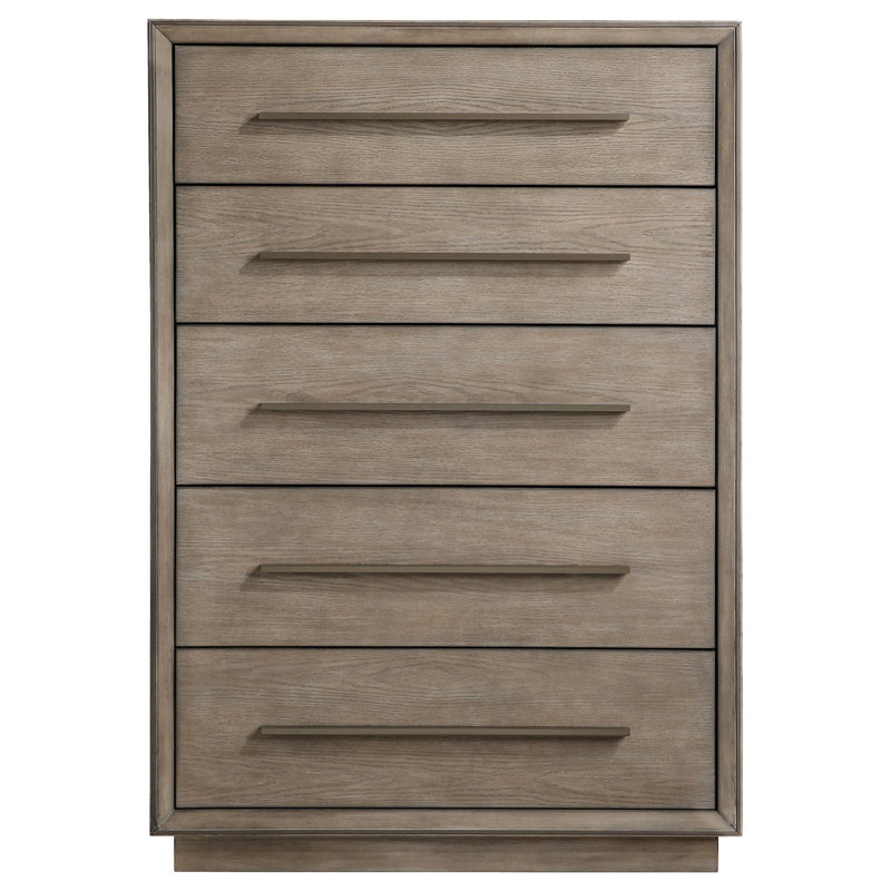 Prescott Taupe Oak 5-drawer Bedroom Chest