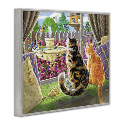 Chats avec vue, estampe numérique encadrée, design par Joseph Burgess