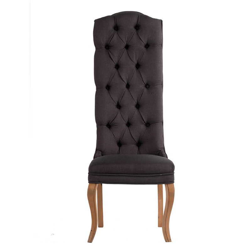 Oshawa 18.5 " H Tufted Linen Upholstered Solid Wood Parsons Chair