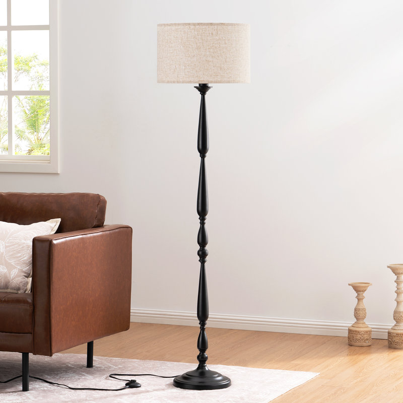 Lampe sur pied traditionnelle 62 "avec télécommande et ampoule à intensité variable, Noir