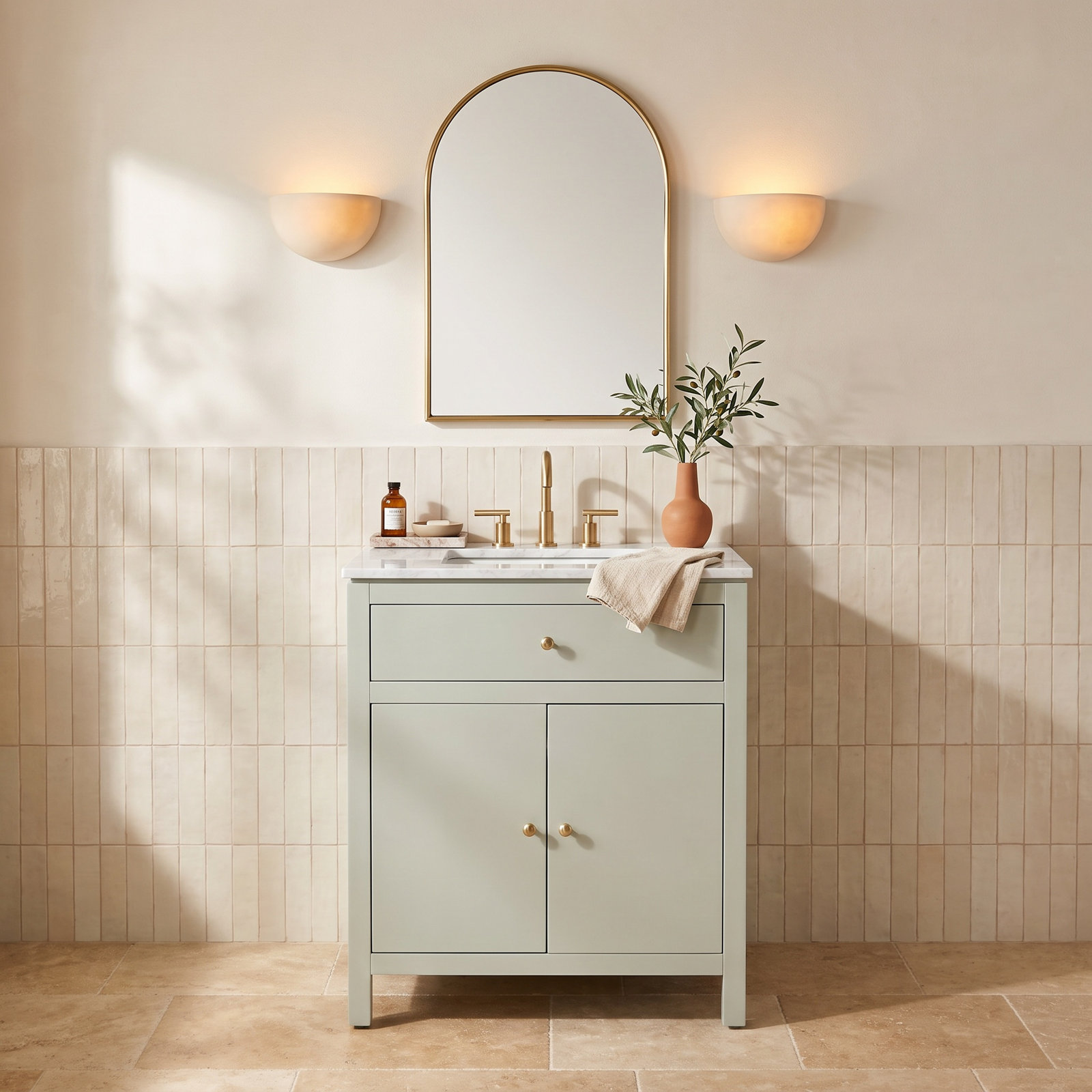 Celine 24" Carrara Marble Single Bathroom Vanity, Green