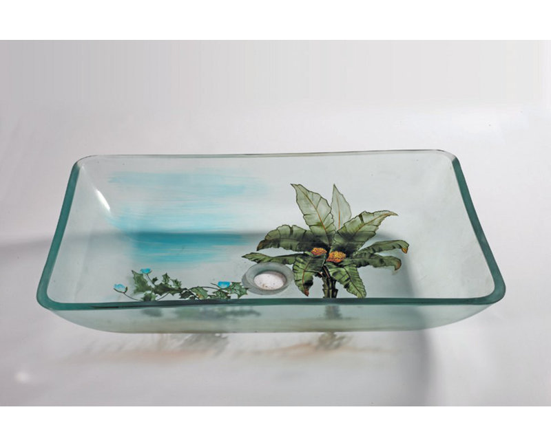 Legion Furniture 16.5'' Clear Glass Rectangular Bathroom Sink