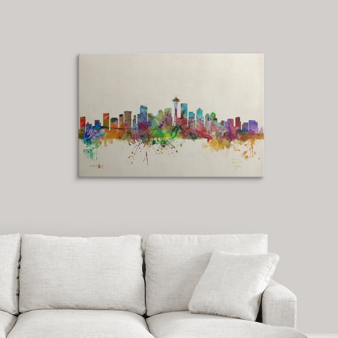 «Seattle Skyline» par Francy, impression, H 24 po x l 36 po x P 1,5 po, Toile