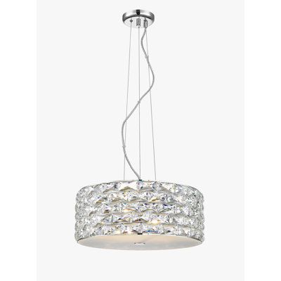 5 - Light Drum LED Pendant with Crystal Accents