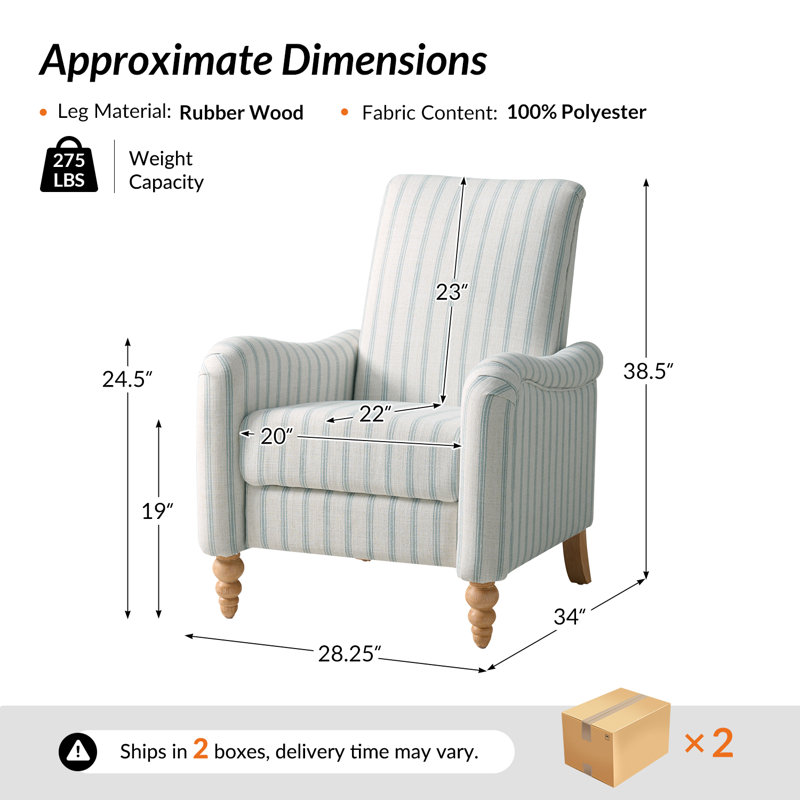 Fauteuil inclinable par pression en lin Arathi, Rayures bleues