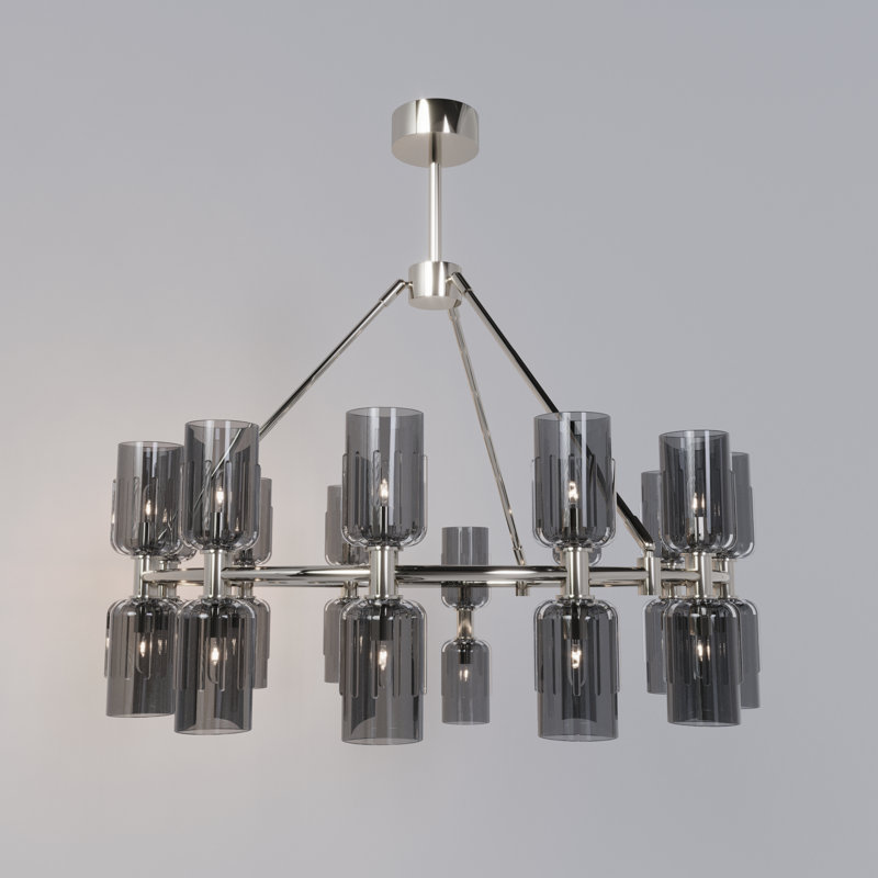 Escalade Chandelier, Polished Nickel, 24" H x 36" W x 36" D