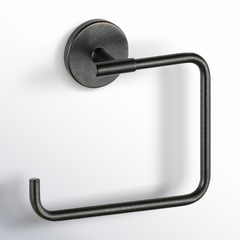 Anneau porte-serviette carré ouvert à fixation murale, accessoire et quincaillerie de salle de bain Trinsic, Noir mat