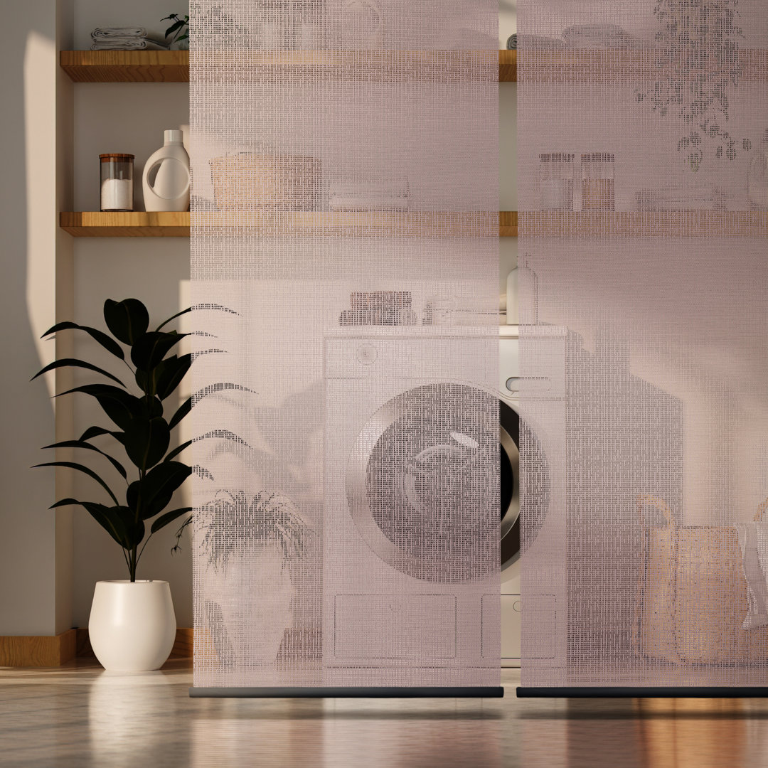 Fruge 36''W x 96''H, 2-Panel Hanging Room Divider, Sheer Semi Privacy Screen, Cuttable Length, Ceiling Suspended, Fire Retardant Symple Stuff 