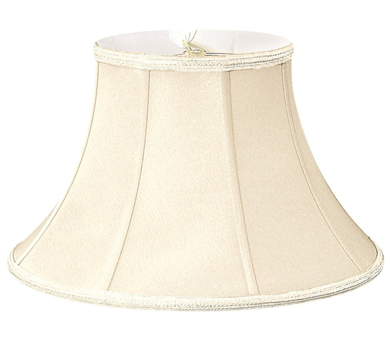Abat-jour cloche en soie / shantung (araignée), Coquille d'œuf / blanc cassé, H 10,5 po x l 16 po x P 16 po