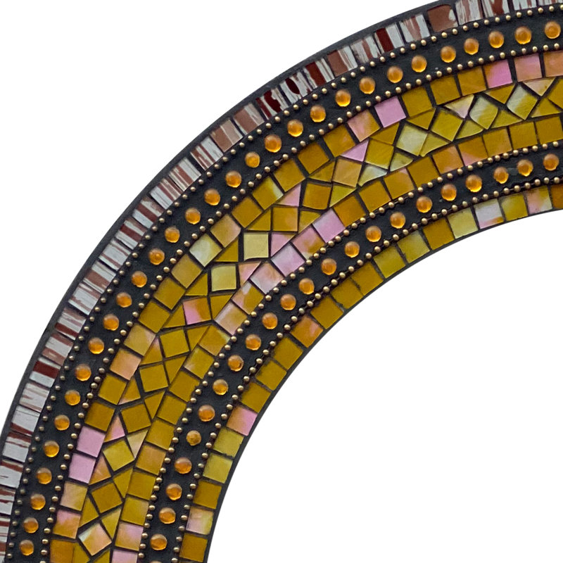 Miroir en mosaïque Zorigs, Wall Art Décor,  16" H x 16" W, Yellow