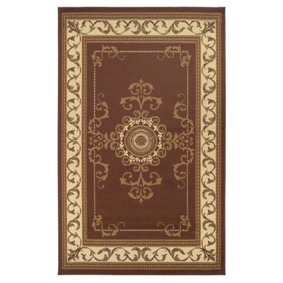 Dodington 100% Polypropylene Traditional Medallion Floral Scroll Border Indoor Area Rug